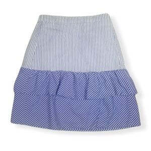 J. Crew Blue and White Mixed Stripe Ruffle Skirt 2